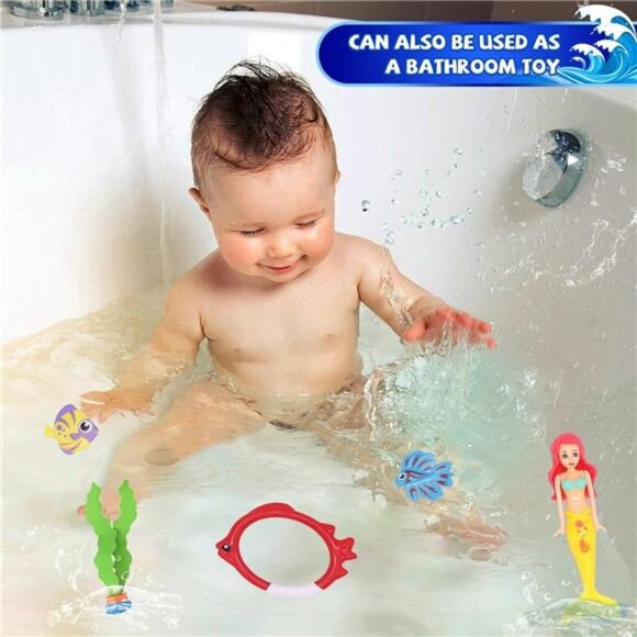 Girls 18 Pcs Diving Pool Toys for Kids Ages 3-12 Set with Storage Bag Pool Games - Picture 2 of 6